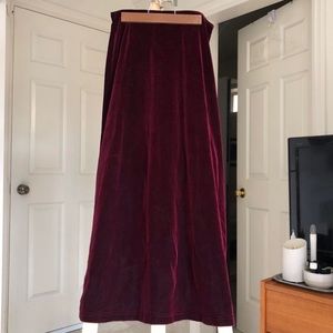 Long velvet burgundy skirt